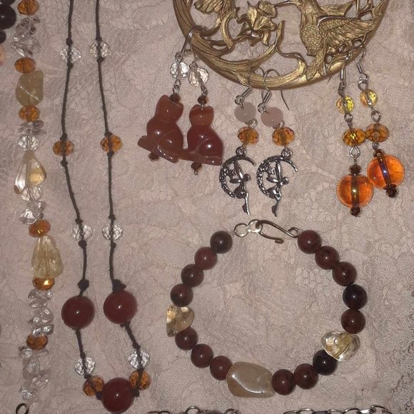 Topaz, Carnelian, Jasper beaded jewelry lot - Picture 1 of 1